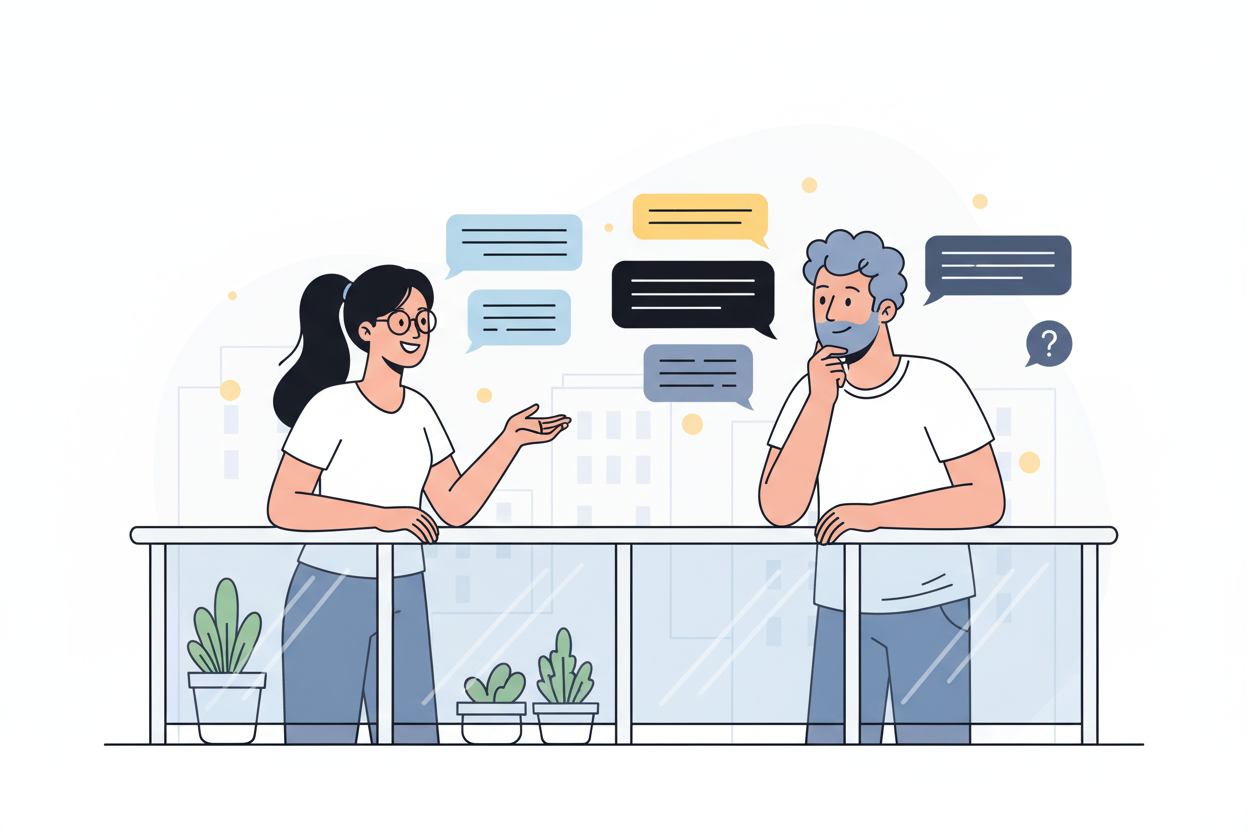 Flat lay of question mark paper crafts on a notebook, symbolizing questions and ideas.